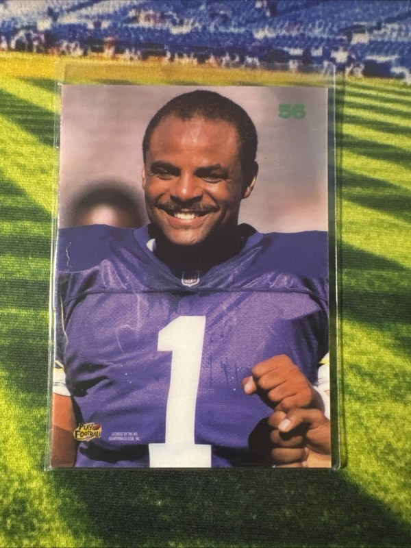 1996 Playoff Contenders Warren Moon Genuine Leather Football Card #56 VIKINGS